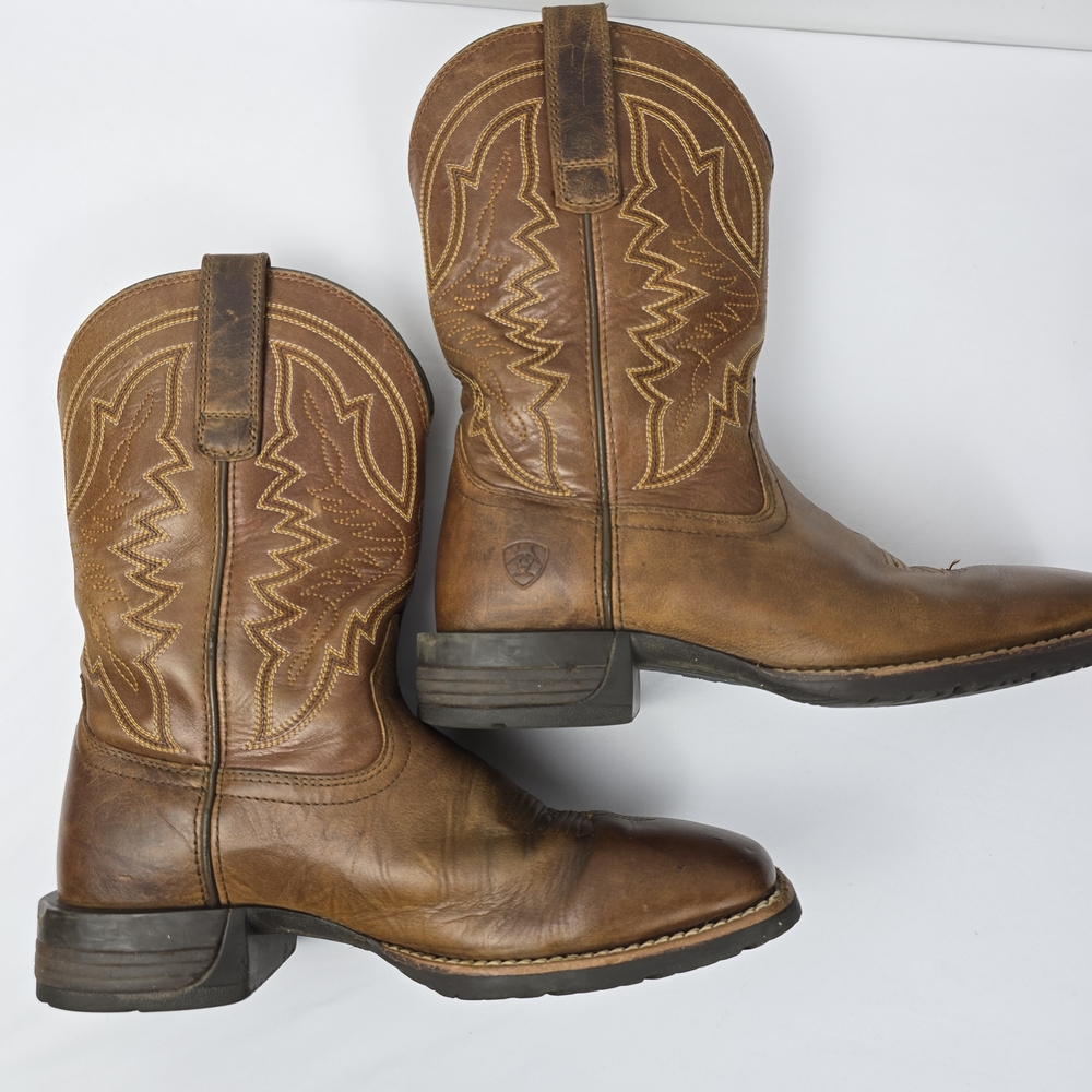 Ariat Men's 7D Hybrid Ranchwork Western Boot- Brown Square Toe Style No.10042394 - Picture 6 of 13